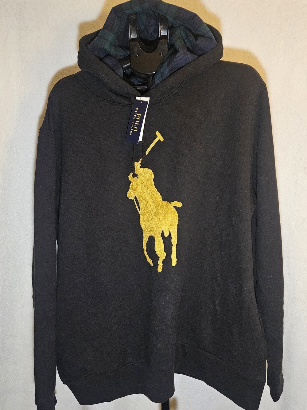Polo by Ralph Lauren Black Hoodie with Yellow Polo Player Logo